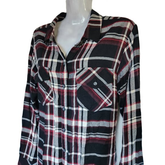 Sanctuary Plaid Button Down Shirt Size XS - Picture 2 of 6